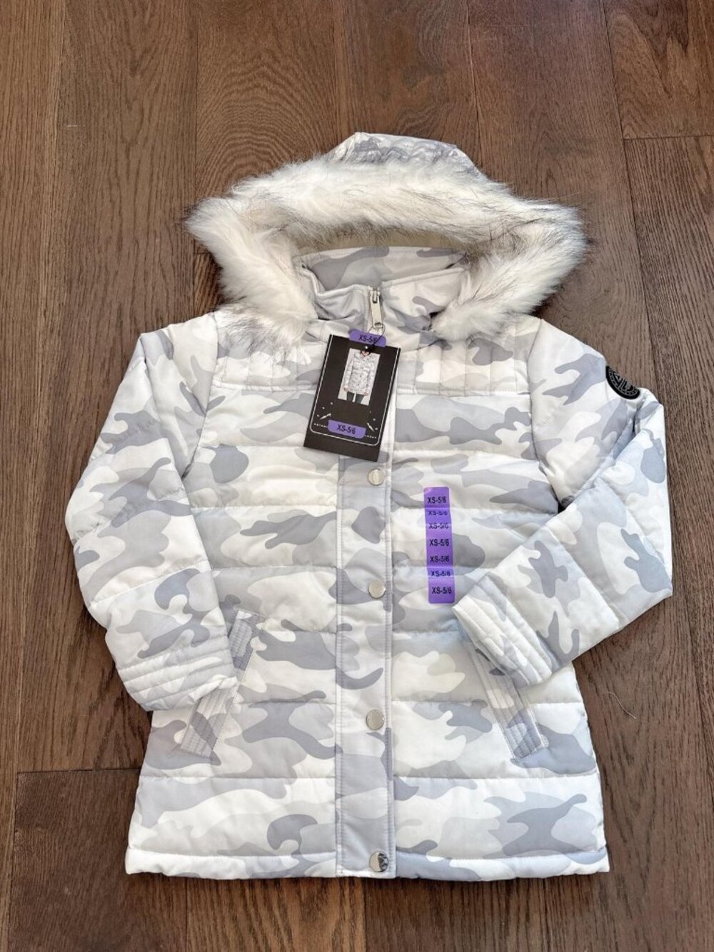 NWT Girls HFX Youth Water Resistant Hooded Puffer Jacket XS (5/6)